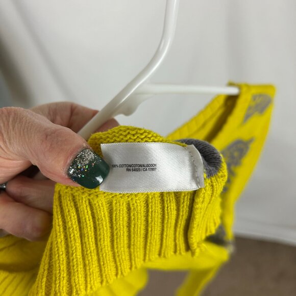 Old Navy 2013 Owl Sweater Animal Print XL Yellow Cotton - Picture 5 of 5